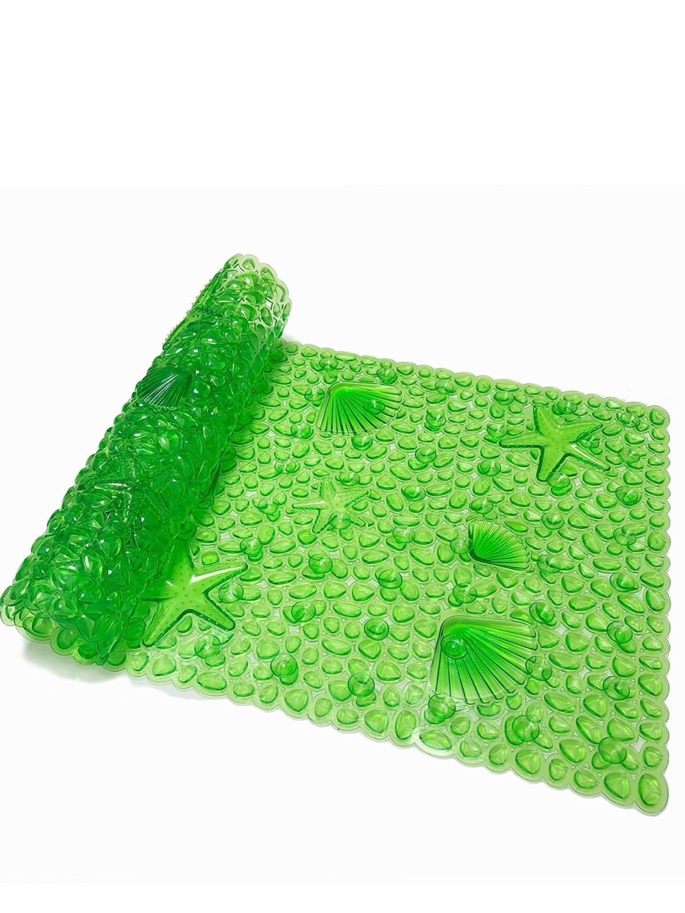 Green Textured Bath Mat with Seashell & Starfish Design NWT - Picture 2 of 5